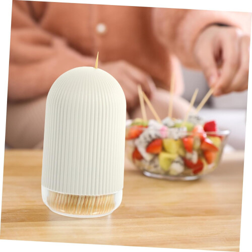 Toothpicks Multi Function Double Head Kit With PourOut Bamboo Storage Case Natural Wooden Toothpicks 1
