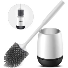 Toilettenbürsten-Set mit belüftetem Halter, hochwertige verbesserte Toilettenbürste mit starker Reinigungskraft und ergonomischem Griff für ein
