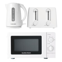 Essentials Kettle, 4 Slice Toaster & Microwave, by Hamilton Beach, White