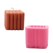 3D Cube Candle Mould Geometric Striped Silicone Molds Ornament