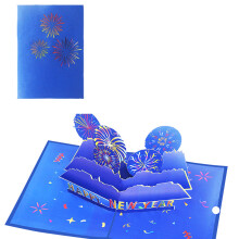 Colorful 3D Popping Up Greeting Card for New Year Celebration