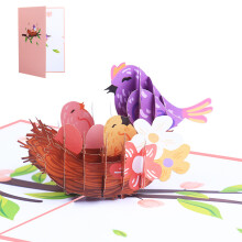 Artistic Bird Nest with Birds 3D Paper Card for Mother Day and