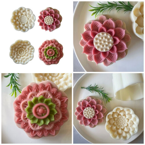 Bloemvorm Cookie Stamp Moon Cake Maker MidAutumn-juweel bloem 2