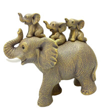 Baby moeder olifant familie harsen standbeeld-Grijzig geel