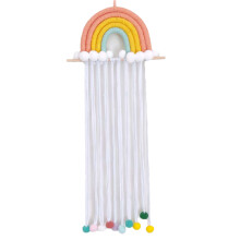 Porte-accessoires pour cheveux mural, organisateur de pinces à cheveux pour nœuds à pompons arc-en-ciel, porte-nœuds arc-en-ciel bohème fait