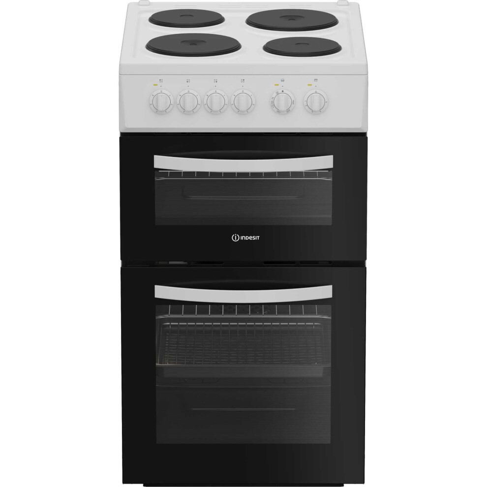 Indesit 50Cm Electric Cooker With Solid Plate Hob - A/A Rated White