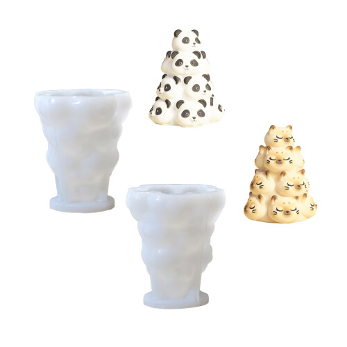 3D Cats Panda Shape Silicone Candle Molds Soap Making Molds-8 1