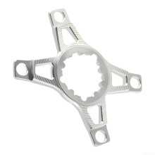Chainring Adapter Spider For 3 Bolt Direct Mount Crank To 4 Bolt 110BCD, CNC Machined Aluminum 6061 Lightweight Silver