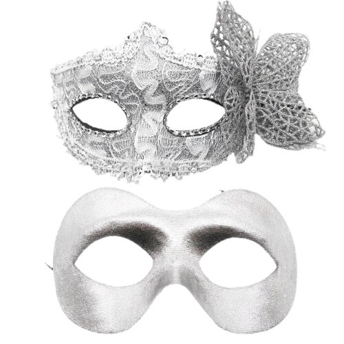 Masque de mascarade à la mode, 2 pièces, masque de-Argent