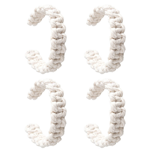 Supports de rideaux en Jutes durables, 4 pièces,- blanc cassé