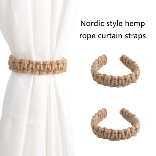 Supports de rideaux en Jutes durables, 4 pièces,- blanc cassé 2