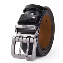 Mens Genuine Leather Belt with Luxury Pin Buckle