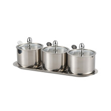 Boîte de rangement-Trois pots d'assaisonnement en argent