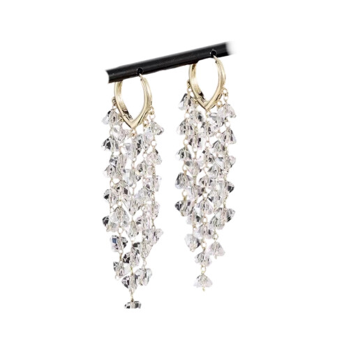 Boucles d'oreilles à franges pratiques, longues conception-Blanc