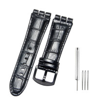 Le bracelet en cuir-boucle noire noire 23mm avec outils