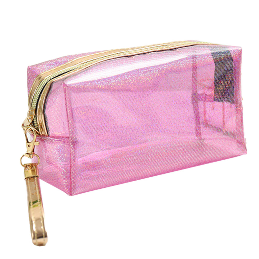 Glamour Travel Companion, Transparent Makeup Organizing Bags, Waterproof Cosmetic Bags for Women's Essentials, Portable Holographic Gift Bags with Det