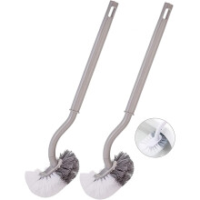 Escova para vaso sanitário, escova curvada com cerdas fibrosas e cabo confortável, cerdas resistentes para limpeza sob a borda, formato em C para