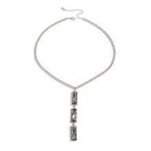 Occasion prêt noir acrylique strass pendentif clavicule chaîne-2