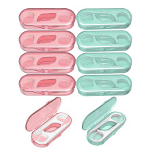 Travel Dental Floss Case 10Piece Set Micro Floss Toothpicks Portable Flossers Case 100 Floss Sticks Sealed Green Pink