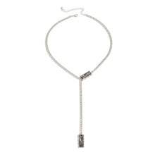 Collier longue chaîne en alliage confortable orné de strass-1