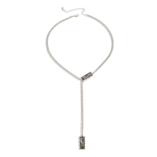 Collier longue chaîne en alliage confortable orné de strass-1