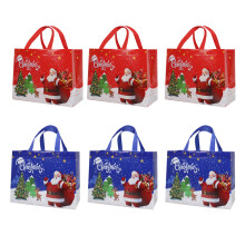 Sacolas de Natal multifuncionais, reutilizáveis em tecido não tecido, impermeáveis e com alças, ideais para embrulhar presentes no Natal,