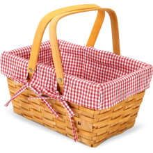 Coș de picnic cu mânere duble pliabile, spațiu de depozitare esențială pentru curățare ușoară și design portabil și ușor (natural cu