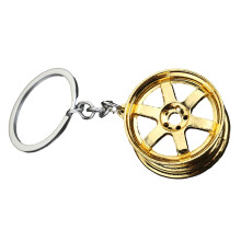 Trendy Keychain Offering Versatile Use Car Wheel-Imitation gold