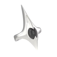 Bague à pointes gothiques d'inspiration punk avec-blanc et noir
