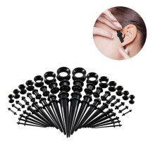 50 Unisex Acryl Oorpluggen Auricle Piercing Sieraden (Zwart)
