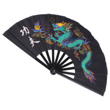 1 Leque Plástico Chinês Kung Fu Artes Marciais Taichi Preto