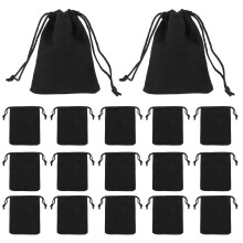 75 Stuks Katoenen Sieradenzakjes Met Trekkoord 9x7 Cm Zwart