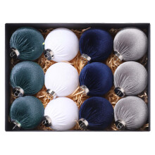 Set of 12 Stylish Christmas Tree Baubles Pendant-blue silver