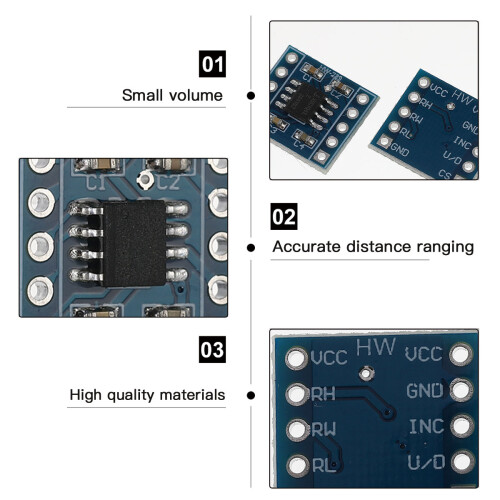 2 Pcs Módulo Potenciómetro Digital X9C104 5V Para Ajuste 2