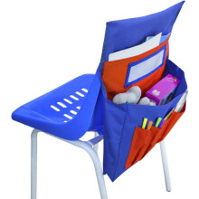 Canvas Blue & Yellow Chairback Buddy Pockets, Seat Storage Organizer for Classroom Chairs, Multi Storage Pockets for School Supplies (23.96" L x 1