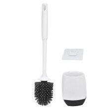 Conjunto de escova de vaso sanitário, limpeza profunda sob a borda com cerdas densas, design compacto ideal para áreas estreitas, fácil