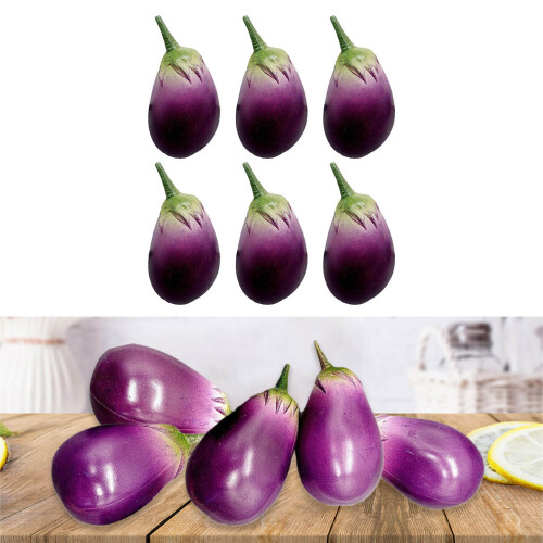 6pcs Realistic Artificial Eggplants Simulation Vegetable Model 1
