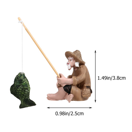 2 Sztuki Figurka Wędkarza Do Akwarium 1