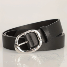 (black) Womens Luxury Belt Silver Buckle Casual & Classic