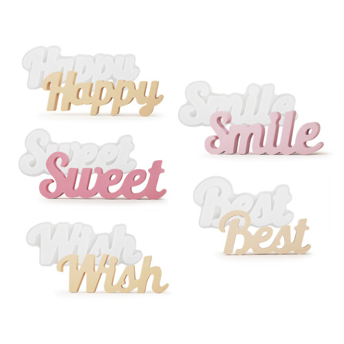 5Pcs Blessing Words Resin Silicone Mould Letter Shape Silicone