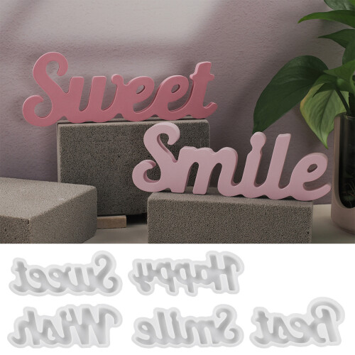 5Pcs Blessing Words Resin Silicone Mould Letter Shape Silicone 1