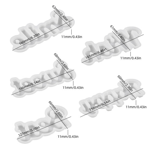 5Pcs Blessing Words Resin Silicone Mould Letter Shape Silicone 2