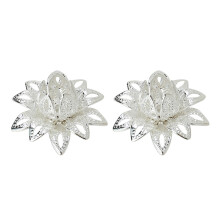 20 Stks Diy Lotus Bloem Hanger Bedels Met Zwarte Afsluitringen Zilver