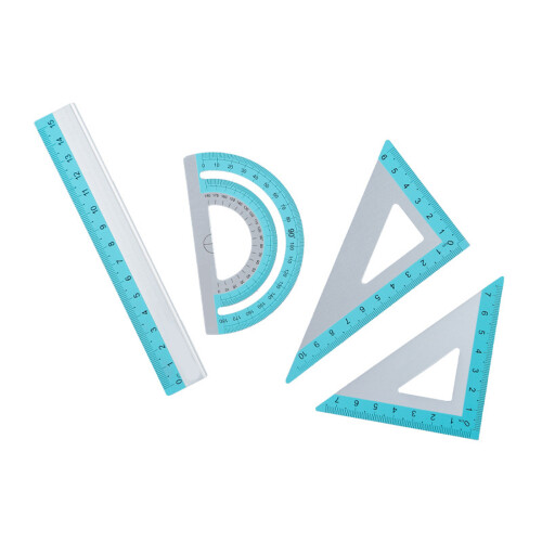 4 Piece Aluminum Ruler Set With Precise Marking Strong-Cyan