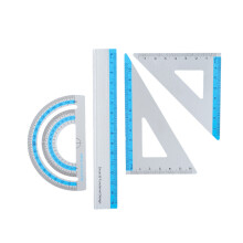 Professional Geometry Tool Set with Not Slip Edges-Blue