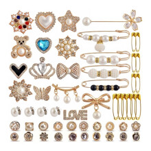 55 Stuks Broche Pins Trui Sjaal Clip Kunstmatige Parels Broches