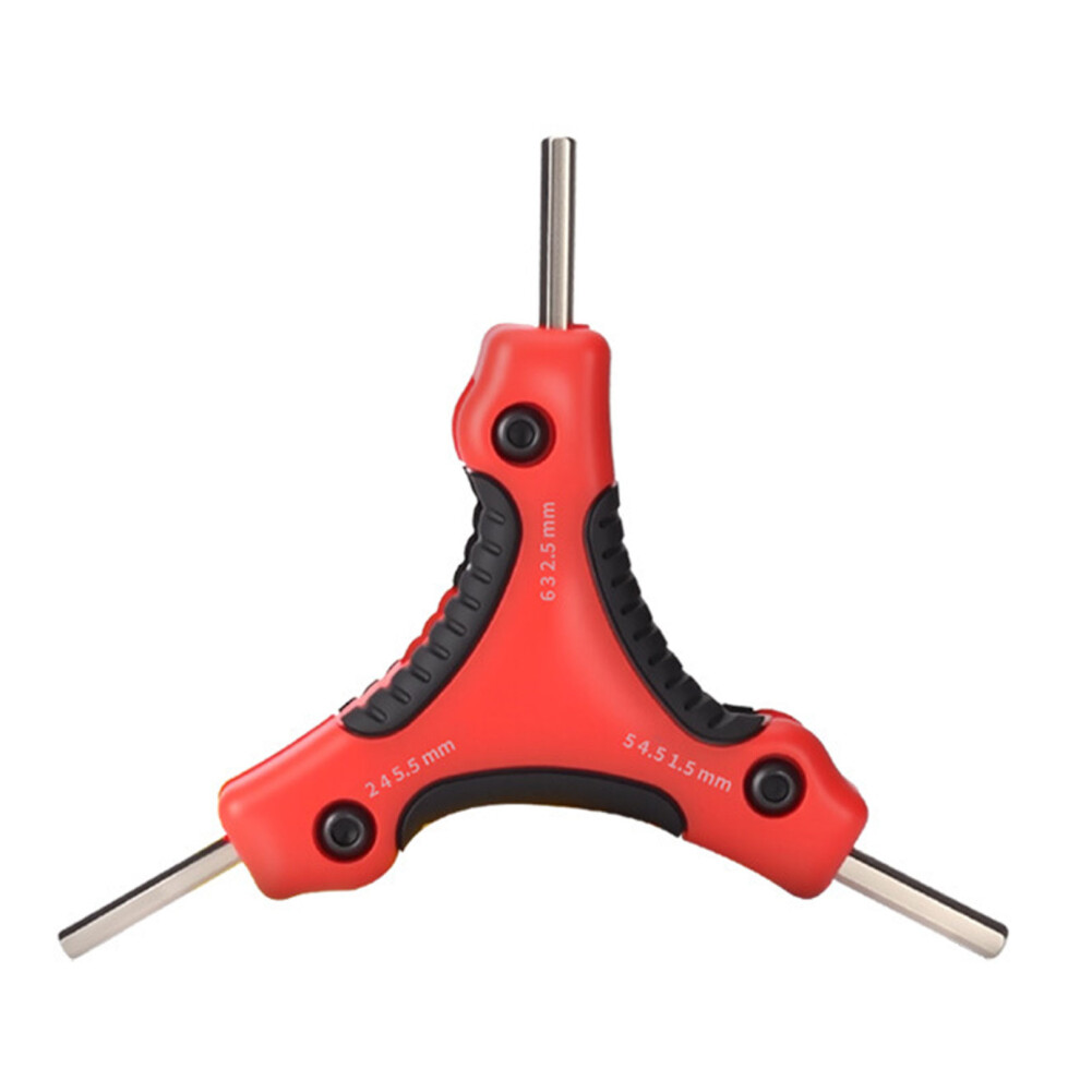 Triple Hex Key Set High Accuracy Carbon Steel Machining-Red 7751000453817