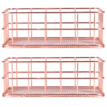 Wire Metal Baskets for Desktop Organizer, Makeup Brushes Pen Storage Hollow Grid Design Rust Proof Sturdy and Durable Iron Storage Basket, Home Decora