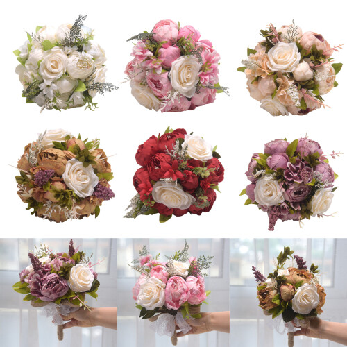 Wedding Bouquets Bridal Bouquets Artificial Rose-Big red 2