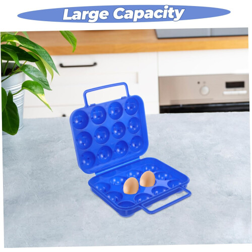 Egg Protection Box 2 Pack Camping Egg Holder Plastic ABS Blue Egg Carton Organizer For Refrigerator Container 1